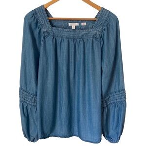 Lauren Conrad | Indigo Denim Square Neck Blouse S